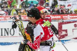 31.01.2016, Seefeld, Austria (AUT): Eric Frenzel (GER), Akito Watabe (JPN), (l-r)  - FIS world cup nordic combined, individual gundersen HS109/10km, Seefeld (AUT). www.nordicfocus.com. © Modica/NordicFocus. Every downloaded picture is fee-liable.