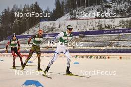 19.02.2016, Lahti, Finland (FIN): Bernhard Gruber (AUT), Johannes Rydzek (GER), Ilkka Herola (FIN), (l-r)  - FIS world cup nordic combined, individual gundersen HS130/10km, Lahti (FIN). www.nordicfocus.com. © Felgenhauer/NordicFocus. Every downloaded picture is fee-liable.