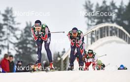 19.02.2016, Lahti, Finland (FIN): Joergen Graabak (NOR), Magnus Moan (NOR), (l-r)  - FIS world cup nordic combined, individual gundersen HS130/10km, Lahti (FIN). www.nordicfocus.com. © Felgenhauer/NordicFocus. Every downloaded picture is fee-liable.