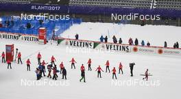 21.02.2016, Lahti, Finland (FIN): athletes walk in    - FIS world cup nordic combined, individual gundersen HS130/10km, Lahti (FIN). www.nordicfocus.com. © Felgenhauer/NordicFocus. Every downloaded picture is fee-liable.