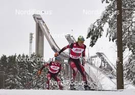 21.02.2016, Lahti, Finland (FIN): Wilhelm Denifl (AUT), Franz-Josef Rehrl (AUT), (l-r)  - FIS world cup nordic combined, individual gundersen HS130/10km, Lahti (FIN). www.nordicfocus.com. © Felgenhauer/NordicFocus. Every downloaded picture is fee-liable.