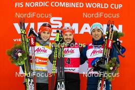 21.02.2016, Lahti, Finland (FIN): (l-r) Eric Frenzel (GER), Fischer, Swix, Rottefella, Adidas, Fabian Riessle (GER), Fischer, One Way, Rottefella, Adidas and Akito Watabe (JPN), Fischer, Swix, Rottefella - FIS world cup nordic combined, individual gundersen HS130/10km, Lahti (FIN). www.nordicfocus.com. © Laiho/NordicFocus. Every downloaded picture is fee-liable.