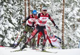 21.02.2016, Lahti, Finland (FIN): Tino Edelmann (GER), Philipp Orter (AUT), (l-r)  - FIS world cup nordic combined, individual gundersen HS130/10km, Lahti (FIN). www.nordicfocus.com. © Felgenhauer/NordicFocus. Every downloaded picture is fee-liable.