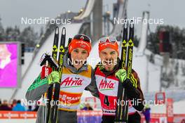 21.02.2016, Lahti, Finland (FIN): (l-r) Eric Frenzel (GER), Fischer, Swix, Rottefella, Adidas and Fabian Riessle (GER), Fischer, One Way, Rottefella, Adidas- FIS world cup nordic combined, individual gundersen HS130/10km, Lahti (FIN). www.nordicfocus.com. © Laiho/NordicFocus. Every downloaded picture is fee-liable.