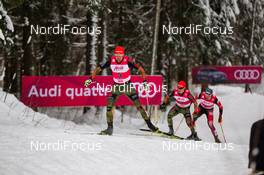 23.02.2016, Kuopio, Finland (FIN): (l-r) Johannes Rydzek (GER), Fischer, Swix, Rottefella, Adidas, Manuel Faisst (GER), Fischer, One Way, Rottefella, Adidas and Wilhelm Denifl (AUT), Salomon, Leki, Loeffler - FIS world cup nordic combined, individual gundersen HS127/10km, Kuopio (FIN). www.nordicfocus.com. © Laiho/NordicFocus. Every downloaded picture is fee-liable.