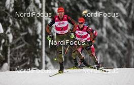 23.02.2016, Kuopio, Finland (FIN): Johannes Rydzek (GER), Fischer, Swix, Rottefella, Adidas followed by Manuel Faisst (GER), Fischer, One Way, Rottefella, Adidas - FIS world cup nordic combined, individual gundersen HS127/10km, Kuopio (FIN). www.nordicfocus.com. © Laiho/NordicFocus. Every downloaded picture is fee-liable.
