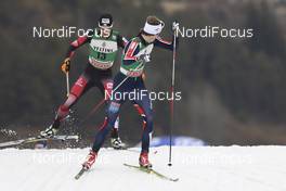 27.02.2016, Val di Fiemme, Italy (ITA): Lukas Klapfer (AUT), Joergen Graabak (NOR), (l-r)  - FIS world cup nordic combined, individual gundersen HS134/10km, Val di Fiemme (ITA). www.nordicfocus.com. © Modica/NordicFocus. Every downloaded picture is fee-liable.