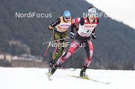 26.02.2016, Val di Fiemme, Italy (ITA): Tino Edelmann (GER), Philipp Orter (AUT), (l-r)  - FIS world cup nordic combined, team sprint HS134/2x7.5km, Val di Fiemme (ITA). www.nordicfocus.com. © Modica/NordicFocus. Every downloaded picture is fee-liable.