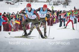 05.03.2016, Schonach, Germany (GER): Fabian Riessle (GER), Johannes Rydzek (GER), (l-r)  - FIS world cup nordic combined, individual gundersen HS106/10km, Schonach (GER). www.nordicfocus.com. © Modica/NordicFocus. Every downloaded picture is fee-liable.