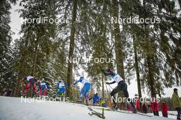 05.03.2016, Schonach, Germany (GER): Bernhard Gruber (AUT), Mikko Kokslien (NOR), Francois Braud (FRA), Miroslav Dvorak (CZE), Tim Hug (SUI), (l-r)  - FIS world cup nordic combined, individual gundersen HS106/10km, Schonach (GER). www.nordicfocus.com. © Modica/NordicFocus. Every downloaded picture is fee-liable.