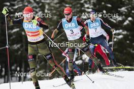 05.03.2016, Schonach, Germany (GER): Eric Frenzel (GER), Manuel Faisst (GER), Jan Schmid (NOR), (l-r)  - FIS world cup nordic combined, individual gundersen HS106/10km, Schonach (GER). www.nordicfocus.com. © Modica/NordicFocus. Every downloaded picture is fee-liable.