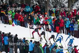 06.03.2016, Schonach, Germany (GER): Bernhard Gruber (AUT), Johannes Rydzek (GER), Fabian Riessle (GER), Maxime Laheurte (FRA), Tomas Portyk (CZE), (l-r)  - FIS world cup nordic combined, individual gundersen HS106/15km, Schonach (GER). www.nordicfocus.com. © Modica/NordicFocus. Every downloaded picture is fee-liable.