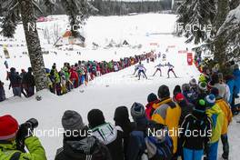 06.03.2016, Schonach, Germany (GER): Competitors amid the public   - FIS world cup nordic combined, individual gundersen HS106/15km, Schonach (GER). www.nordicfocus.com. © Modica/NordicFocus. Every downloaded picture is fee-liable.
