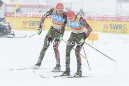 04.03.2016, Schonach, Germany (GER): Johannes Rydzek (GER), Fabian Riessle (GER), (l-r)  - FIS world cup nordic combined, team HS106/4x5km, Schonach (GER). www.nordicfocus.com. © Modica/NordicFocus. Every downloaded picture is fee-liable.