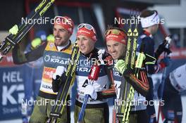 03.12.2016, Lillehammer, Norway (NOR): Johannes Rydzek (GER), Eric Frenzel (GER), Fabian Riessle (GER) - FIS world cup nordic combined, individual gundersen HS100/10km, Lillehammer (NOR). www.nordicfocus.com. © THIBAUT/NordicFocus. Every downloaded picture is fee-liable.