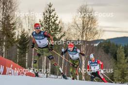 04.12.2016, Lillehammer, Norway (NOR): Bjoern Kircheisen (GER), Eric Frenzel (GER), Akito Watabe (JPN), (l-r)  - FIS world cup nordic combined, individual gundersen HS138/10km, Lillehammer (NOR). www.nordicfocus.com. © Modica/NordicFocus. Every downloaded picture is fee-liable.