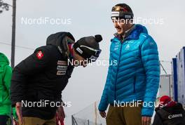 03.01.2016, Innsbruck, Austria (AUT): (l-r) Pipo Schoedler (SUI), the headcoach of team Switzerland and Berni Schoedler (SUI), the team leader of team Switzerland - FIS world cup ski jumping, four hills tournament, individual HS130, Innsbruck (AUT). www.nordicfocus.com. © Laiho/NordicFocus. Every downloaded picture is fee-liable.