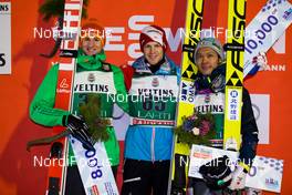 21.02.2016, Lahti, Finland (FIN): (l-r) Karl Geiger (GER), Loeffler, Michael Hayboeck (AUT), Fischer and Taku Takeuchi (JPN), Fischer - FIS world cup ski jumping, individual HS130, Lahti (FIN). www.nordicfocus.com. © Laiho/NordicFocus. Every downloaded picture is fee-liable.