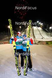 23.02.2016, Kuopio, Finland (FIN): (l-r) Michael Hayboeck (AUT), Fischer and Stefan Kraft (AUT), Fischer - FIS world cup ski jumping, individual HS127, Kuopio (FIN). www.nordicfocus.com. © Laiho/NordicFocus. Every downloaded picture is fee-liable.