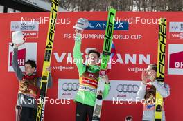 20.03.2016, Planica, Slovenia (SLO): Robert Kranjec (SLO), Peter Prevc (SLO), Johann Andre Forfang (NOR), (l-r) - FIS world cup ski flying, individual HS225, Planica (SLO). www.nordicfocus.com. © Modica/NordicFocus. Every downloaded picture is fee-liable.