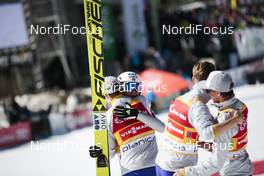 19.03.2016, Planica, Slovenia (SLO): Johann Andre Forfang (NOR), Kenneth Gangnes (NOR), Anders Fannemel (NOR), Daniel Andre Tande (NOR), (l-r)  - FIS world cup ski flying, team HS225, Planica (SLO). www.nordicfocus.com. © Modica/NordicFocus. Every downloaded picture is fee-liable.