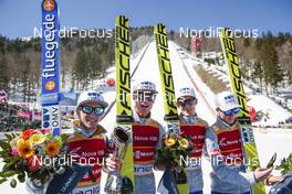 19.03.2016, Planica, Slovenia (SLO): Anders Fannemel (NOR), Daniel Andre Tande (NOR), Kenneth Gangnes (NOR), Johann Andre Forfang (NOR), (l-r) - FIS world cup ski flying, team HS225, Planica (SLO). www.nordicfocus.com. © Modica/NordicFocus. Every downloaded picture is fee-liable.
