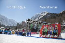 19.03.2016, Planica, Slovenia (SLO): Team Event's podium (l-r) - FIS world cup ski flying, team HS225, Planica (SLO). www.nordicfocus.com. © Modica/NordicFocus. Every downloaded picture is fee-liable.