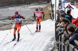 31.01.2016, Molina di Fiemme, Italy (ITA): Anders Moelmen  Hoest (NOR), Stian Hoelgaard (NOR), (l-r)  - Ski Classics and FIS Marathon Cup Marcialonga, Molina di Fiemme (ITA). www.nordicfocus.com. © Rauschendorfer/NordicFocus. Every downloaded picture is fee-liable.