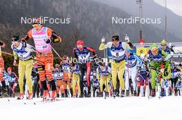 31.01.2016, Molina di Fiemme, Italy (ITA): John Kristian Dahl (NOR), Stian Hoelgaard (NOR), Tord Asle Gjerdalen (NOR), Oeystein Pettersen (NOR), (l-r)  - Ski Classics and FIS Marathon Cup Marcialonga, Molina di Fiemme (ITA). www.nordicfocus.com. © Rauschendorfer/NordicFocus. Every downloaded picture is fee-liable.