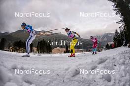 31.01.2016, Molina di Fiemme, Italy (ITA): Annika Loefstroem (SWE), Oyre Slind Astrid (NOR), Emilia Lindstedt (SWE), (l-r)  - Ski Classics and FIS Marathon Cup Marcialonga, Molina di Fiemme (ITA). www.nordicfocus.com. © Rauschendorfer/NordicFocus. Every downloaded picture is fee-liable.