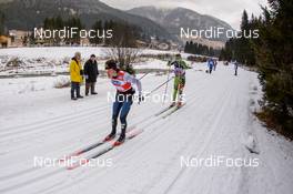 31.01.2016, Molina di Fiemme, Italy (ITA): Aurelie Dabudyk (FRA), Klara Moravcova (CZE), (l-r)  - Ski Classics and FIS Marathon Cup Marcialonga, Molina di Fiemme (ITA). www.nordicfocus.com. © Rauschendorfer/NordicFocus. Every downloaded picture is fee-liable.