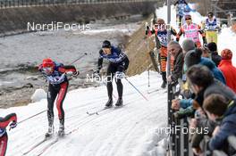 31.01.2016, Molina di Fiemme, Italy (ITA): Tord Asle Gjerdalen (NOR), Fredrik Bystroem (SWE), Anders Moelmen  Hoest (NOR), (l-r)  - Ski Classics and FIS Marathon Cup Marcialonga, Molina di Fiemme (ITA). www.nordicfocus.com. © Rauschendorfer/NordicFocus. Every downloaded picture is fee-liable.