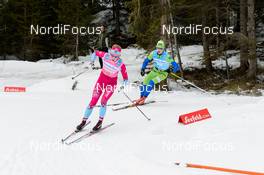 07.02.2016, Seefeld, Austria (AUT): Emilia Lindstedt (SWE), Kari Varis (FIN), (l-r)  - Visma Ski Classics Kaiser Maximilian Lauf, Seefeld (AUT). www.nordicfocus.com. © Rauschendorfer/NordicFocus. Every downloaded picture is fee-liable.