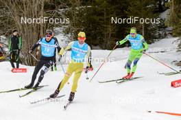 07.02.2016, Seefeld, Austria (AUT): Audun Laugaland (NOR), Johan Kjoelstad (NOR), Lukas Bauer (CZE), (l-r)  - Visma Ski Classics Kaiser Maximilian Lauf, Seefeld (AUT). www.nordicfocus.com. © Rauschendorfer/NordicFocus. Every downloaded picture is fee-liable.
