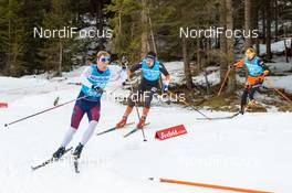 07.02.2016, Seefeld, Austria (AUT): Jerry Ahrlin (SWE), Erik Melin Soederstroem (SWE), Jiri Rocarek (CZE), (l-r)  - Visma Ski Classics Kaiser Maximilian Lauf, Seefeld (AUT). www.nordicfocus.com. © Rauschendorfer/NordicFocus. Every downloaded picture is fee-liable.