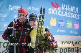 13.02.2016, Cortina-Toblach, Italy (ITA): Britta Johansson Norgren (SWE), Tord Asle Gjerdalen (NOR), (l-r) - Ski Classics, Cortina-Toblach (ITA). www.nordicfocus.com. © Modica/NordicFocus. Every downloaded picture is fee-liable.