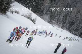 13.02.2016, Cortina-Toblach, Italy (ITA): Group of athletes after the start  - Ski Classics, Cortina-Toblach (ITA). www.nordicfocus.com. © Modica/NordicFocus. Every downloaded picture is fee-liable.