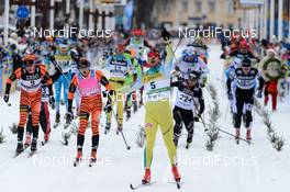 06.03.2016, Mora, Sweden (SWE): Anders Moelmen Hoest (NOR), Stian Hoelgaard (NOR), John Kristian Dahl (NOR), (l-r)  - Ski Classics and FIS Marathon Cup Vasaloppet, Mora (SWE). www.nordicfocus.com. © Rauschendorfer/NordicFocus. Every downloaded picture is fee-liable.