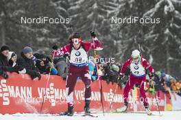08.01.2017, Oberhof, Germany (GER): Rosanna Crawford (CAN), Nadezhda Skardino (BLR), (l-r) -  IBU world cup biathlon, mass women, Oberhof (GER). www.nordicfocus.com. © Manzoni/NordicFocus. Every downloaded picture is fee-liable.