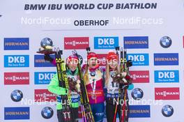 08.01.2017, Oberhof, Germany (GER): Laura Dahlmeier (GER), Gabriela Koukalova (CZE), Eva Puskarcikova (CZE), (l-r) -  IBU world cup biathlon, mass women, Oberhof (GER). www.nordicfocus.com. © Manzoni/NordicFocus. Every downloaded picture is fee-liable.