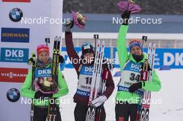 07.01.2017, Oberhof, Germany (GER): Maren Hammerschmidt (GER), Anais Bescond (FRA), Vanessa Hinz (GER), (l-r) -  IBU world cup biathlon, pursuit women, Oberhof (GER). www.nordicfocus.com. © Manzoni/NordicFocus. Every downloaded picture is fee-liable.