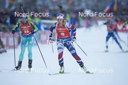 15.01.2017, Ruhpolding, Germany (GER): Anastasiya Merkushyna (UKR), Tiril Eckhoff (NOR), (l-r) -  IBU world cup biathlon, pursuit women, Ruhpolding (GER). www.nordicfocus.com. © Manzoni/NordicFocus. Every downloaded picture is fee-liable.