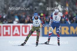 11.01.2017, Ruhpolding, Germany (GER): Simon Schempp (GER), Emil Hegle Svendsen (NOR), (l-r), (l-r) -  IBU world cup biathlon, relay men, Ruhpolding (GER). www.nordicfocus.com. © Manzoni/NordicFocus. Every downloaded picture is fee-liable.