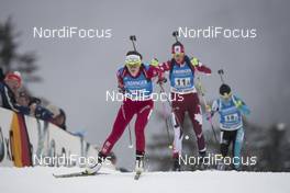 12.01.2017, Ruhpolding, Germany (GER): Nadzeya Pisareva (BLR), Rosanna Crawford (CAN), (l-r) -  IBU world cup biathlon, relay women, Ruhpolding (GER). www.nordicfocus.com. © Manzoni/NordicFocus. Every downloaded picture is fee-liable.