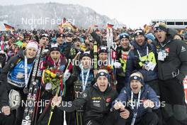12.01.2017, Ruhpolding, Germany (GER): Anais Chevalier (FRA), Celia Aymonier (FRA), Justine Braisaz (FRA), Anais Bescond (FRA), (l-r) -  IBU world cup biathlon, relay women, Ruhpolding (GER). www.nordicfocus.com. © Manzoni/NordicFocus. Every downloaded picture is fee-liable.