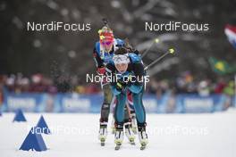 12.01.2017, Ruhpolding, Germany (GER): Anais Chevalier (FRA), Maren Hammerschmidt (GER), (l-r) -  IBU world cup biathlon, relay women, Ruhpolding (GER). www.nordicfocus.com. © Manzoni/NordicFocus. Every downloaded picture is fee-liable.