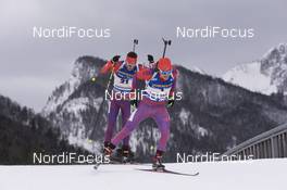 13.01.2017, Ruhpolding, Germany (GER): Tim Burke (USA), Russell Currier (USA), (l-r) -  IBU world cup biathlon, sprint men, Ruhpolding (GER). www.nordicfocus.com. © Manzoni/NordicFocus. Every downloaded picture is fee-liable.
