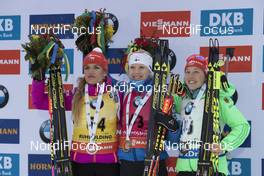 14.01.2017, Ruhpolding, Germany (GER): Gabriela Koukalova (CZE), Kaisa Makarainen (FIN), Laura Dahlmeier (GER), (l-r) -  IBU world cup biathlon, sprint women, Ruhpolding (GER). www.nordicfocus.com. © Manzoni/NordicFocus. Every downloaded picture is fee-liable.