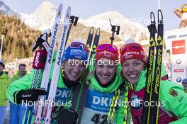 19.01.2017, Antholz, Italy (ITA): Vanessa Hinz (GER), Maren Hammerschmidt (GER), Laura Dahlmeier (GER), (l-r) -  IBU world cup biathlon, individual women, Antholz (ITA). www.nordicfocus.com. © Manzoni/NordicFocus. Every downloaded picture is fee-liable.