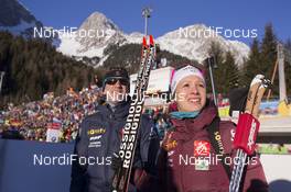19.01.2017, Antholz, Italy (ITA): Jean Paul Giachino (FRA), coach Team France, Anais Chevalier (FRA), (l-r) -  IBU world cup biathlon, individual women, Antholz (ITA). www.nordicfocus.com. © Manzoni/NordicFocus. Every downloaded picture is fee-liable.